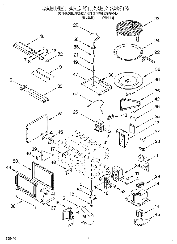 CABINET AND STIRRER Diagram and Parts List for KEMI371GBL0  KitchenAid Microwave Oven Combo