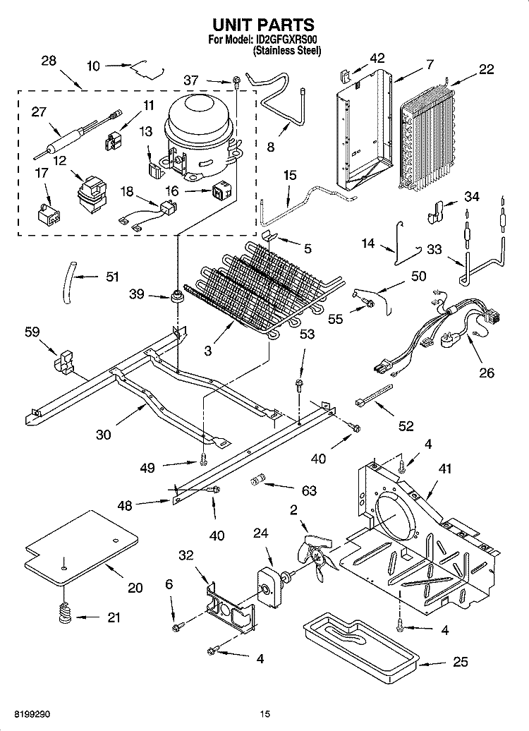 UNIT PARTS Diagram and Parts List for ID2GFGXRS00  Whirlpool Refrigerator