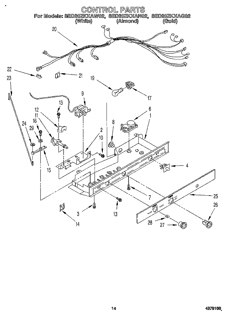 CONTROL, LIT/OPTIONAL Diagram and Parts List for 8ED20ZKXAN02  Whirlpool Refrigerator