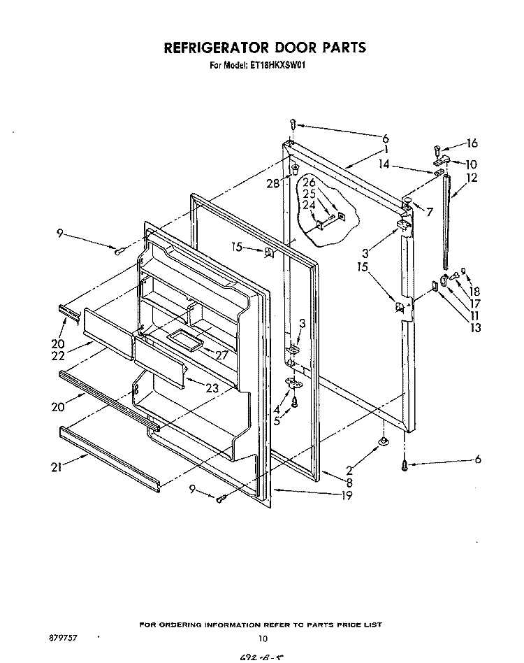 REFRIGERATOR DOOR , NOT ILLUSTRATED Diagram and Parts List for ET18HKXSW01  Whirlpool Refrigerator