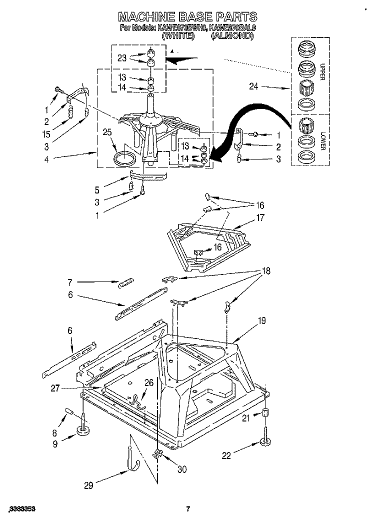 MACHINE BASE Diagram and Parts List for KAWE870BWH0  KitchenAid Washer