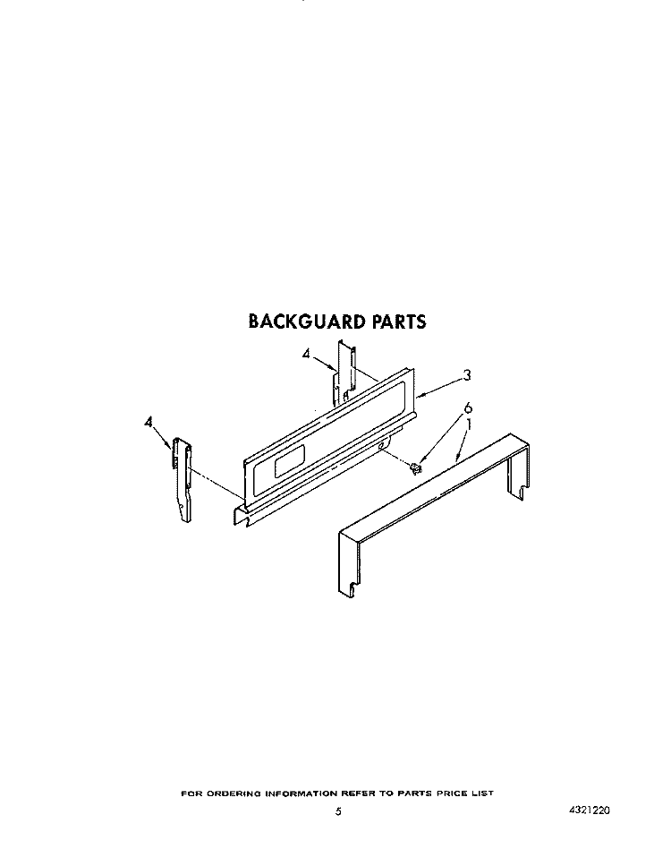 BACKGUARD Diagram and Parts List for FGP215VL4  Whirlpool Range