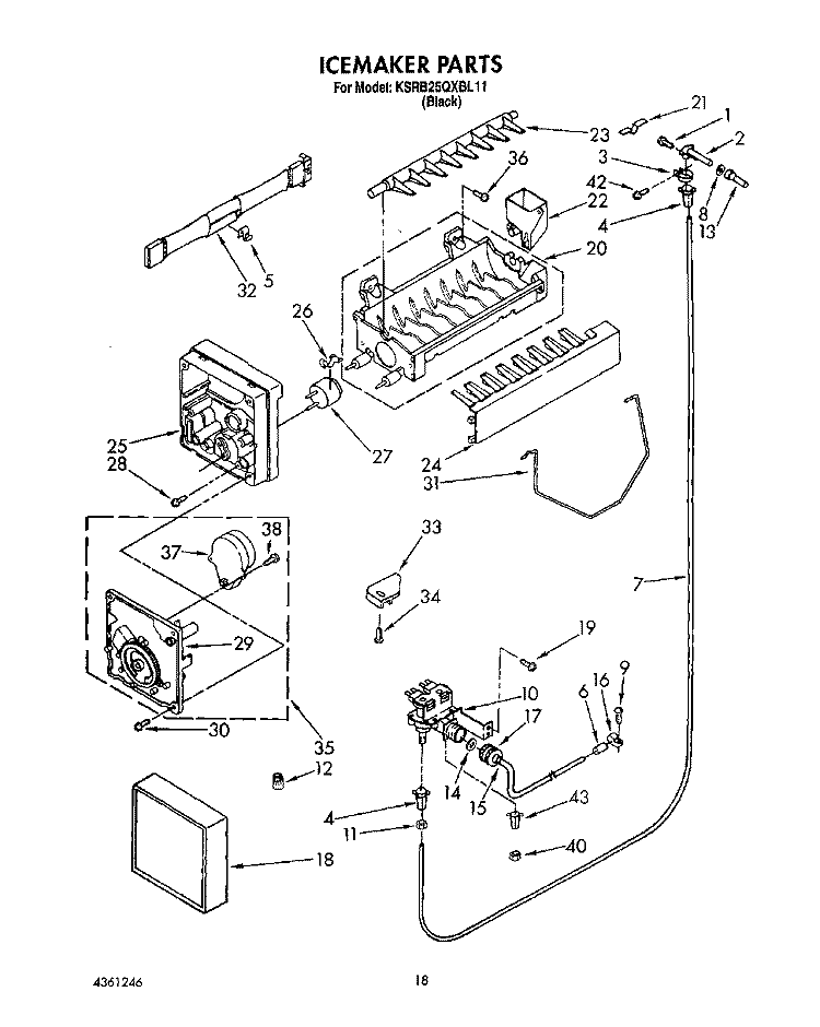 ICEMAKER Diagram and Parts List for KSRB25QXBL11  KitchenAid Refrigerator
