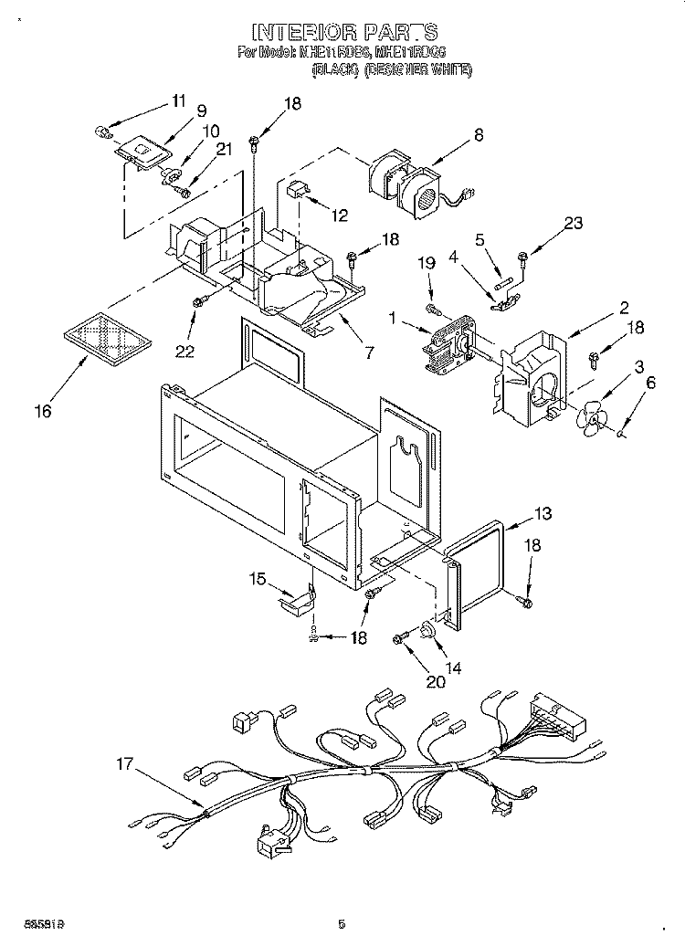INTERIOR, LIT/OPTIONAL Diagram and Parts List for MHE11RDB6  Roper Microwave