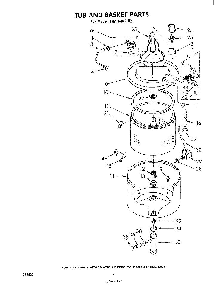 TUB AND BASKET Diagram and Parts List for LHA6400W2  Whirlpool Washer