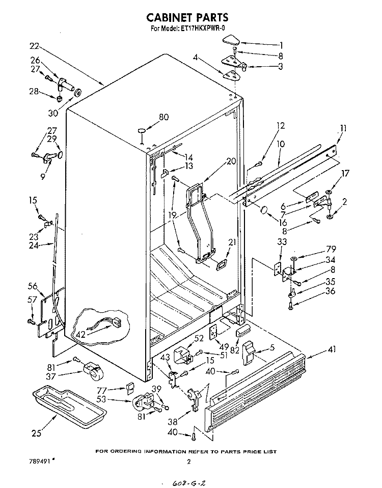 CABINET Diagram and Parts List for ET17HKXPWR0  Whirlpool Refrigerator