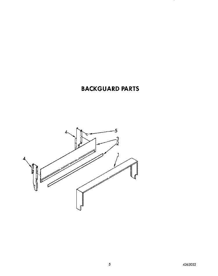 BACKGUARD Diagram and Parts List for FGP210VL5  Whirlpool Range