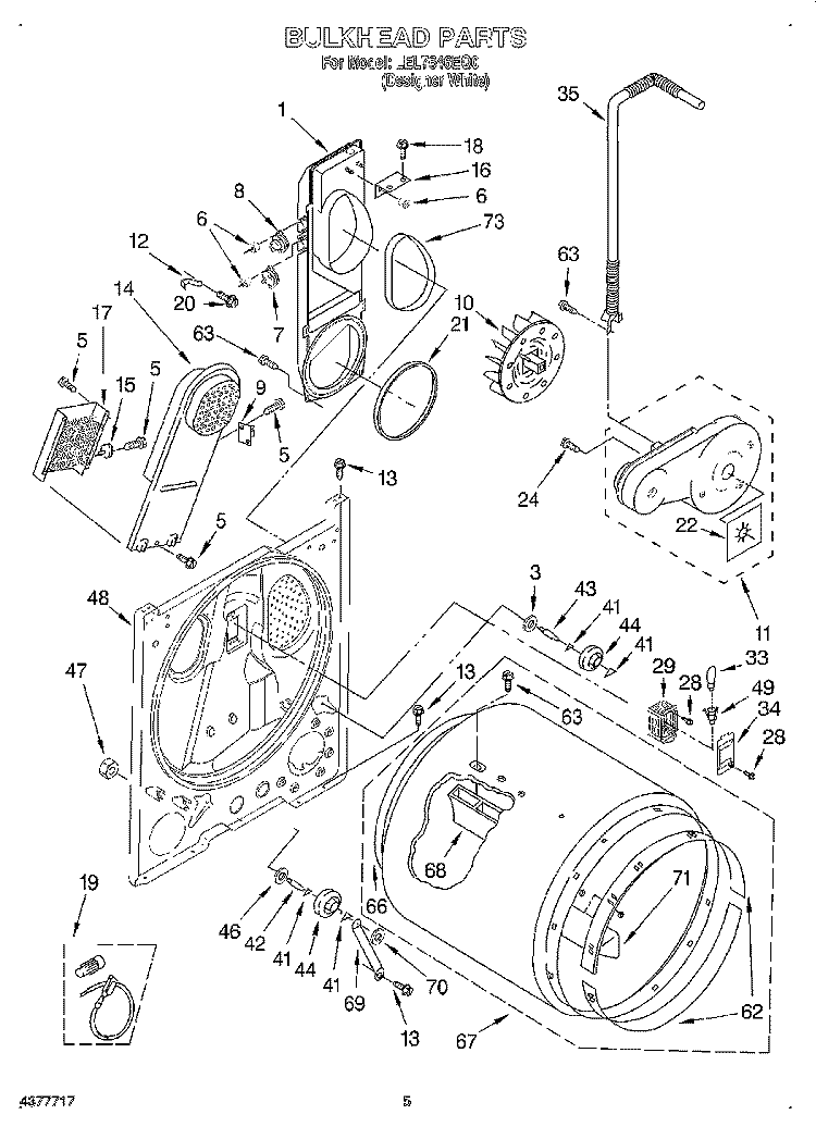 SECTION Diagram and Parts List for LEL7646EQ0  Whirlpool Dryer
