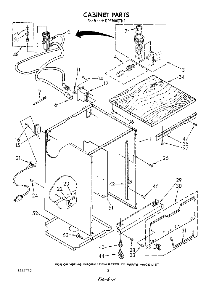 CABINET Diagram and Parts List for DP8700XTN0  Whirlpool Dishwasher