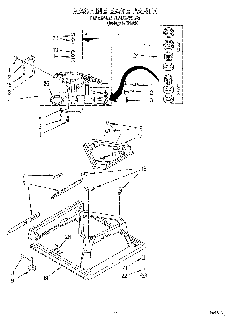 MACHINE BASE Diagram and Parts List for 7LSR8244HQ0  Whirlpool Washer