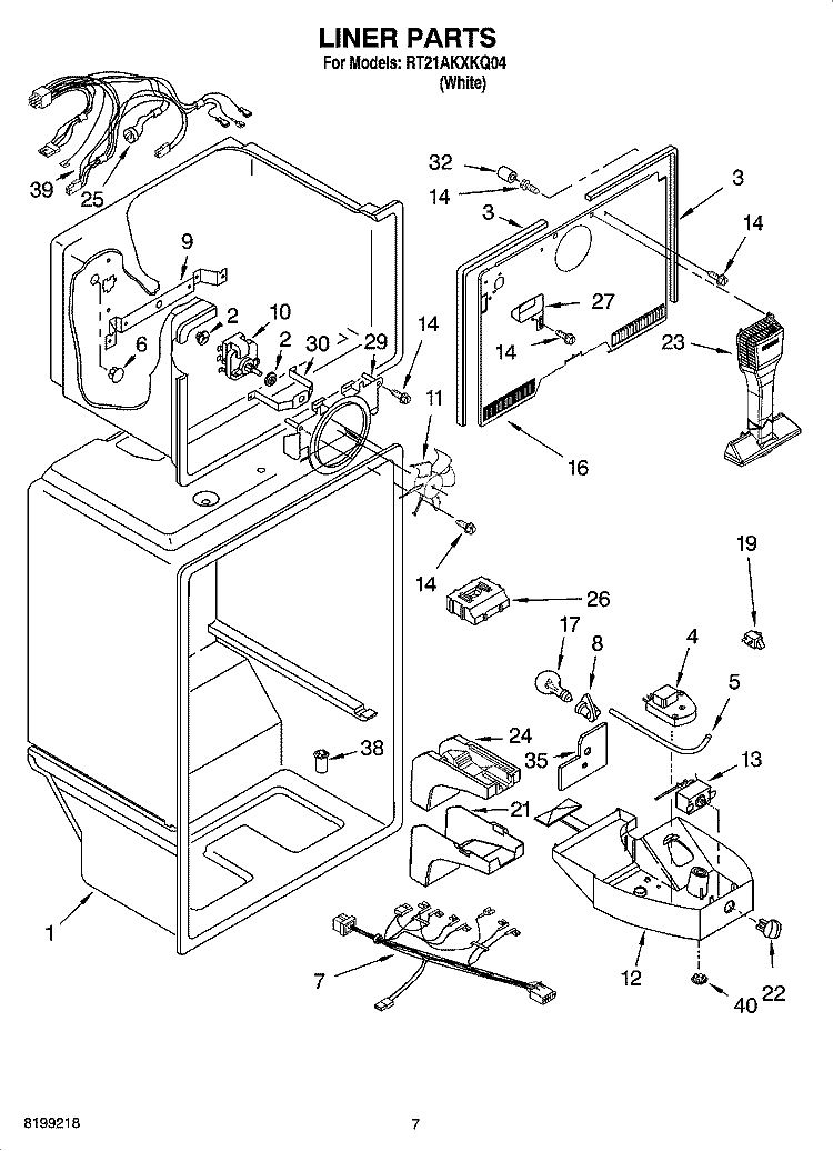LINER PARTS Diagram and Parts List for RT21AKXKQ04  Roper Refrigerator
