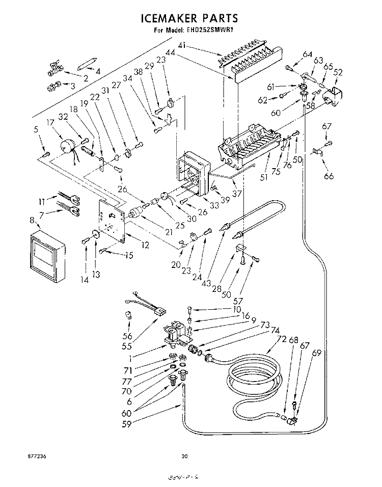 ICE MAKER Diagram and Parts List for EHD252SMWR1  Whirlpool Refrigerator