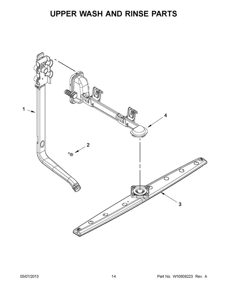 UPPER WASH AND RINSE PARTS Diagram and Parts List for WDF310PLAT3  Whirlpool Dishwasher