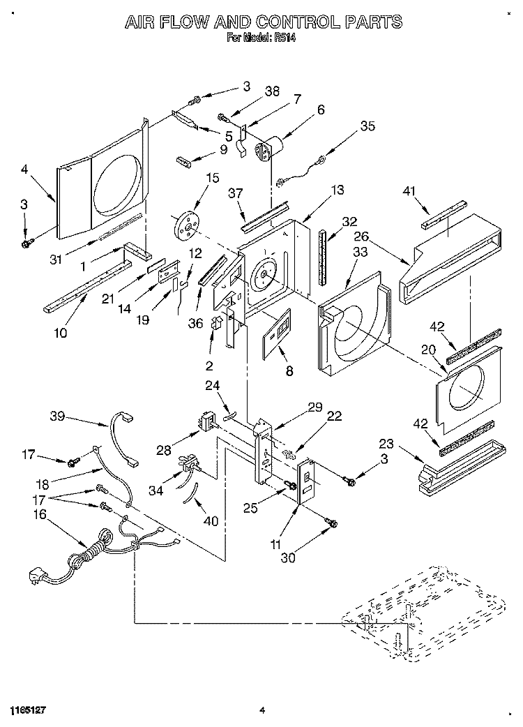 AIR FLOW AND CONTROL Diagram and Parts List for R514  Whirlpool Air Conditioner