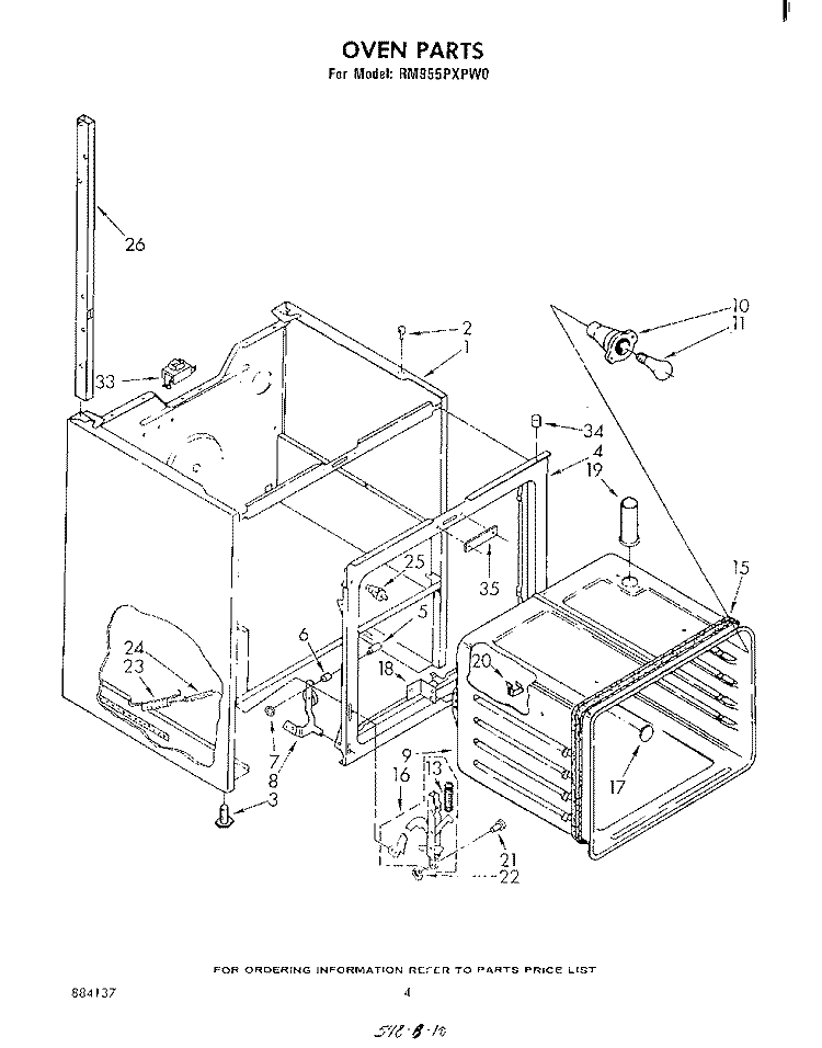 OVEN Diagram and Parts List for RM955PXPW0  Whirlpool Microwave Oven Combo