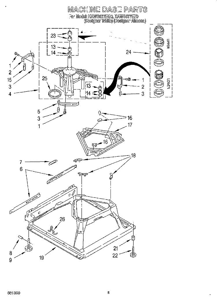 MACHINE BASE Diagram and Parts List for KAWS577EZ0  KitchenAid Washer