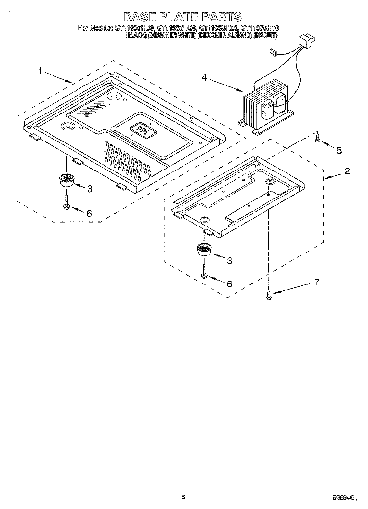 BASE PLATE Diagram and Parts List for GT1195SHB0  Whirlpool Microwave