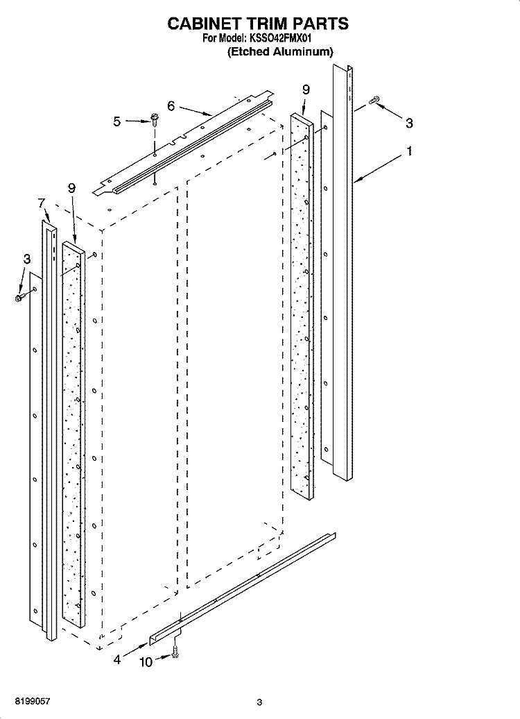 CABINET TRIM PARTS Diagram and Parts List for KSSO42FMX01  KitchenAid Refrigerator