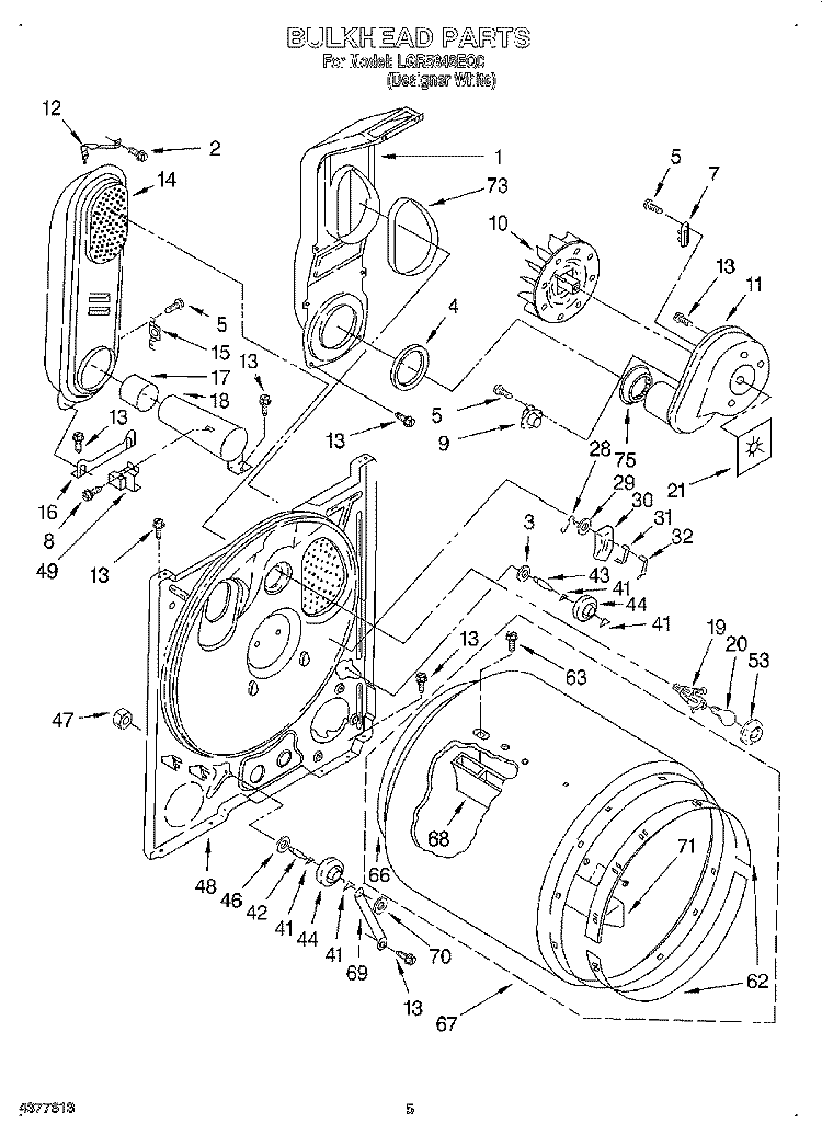 BULKHEAD Diagram and Parts List for LGR5848EQ0  Whirlpool Dryer