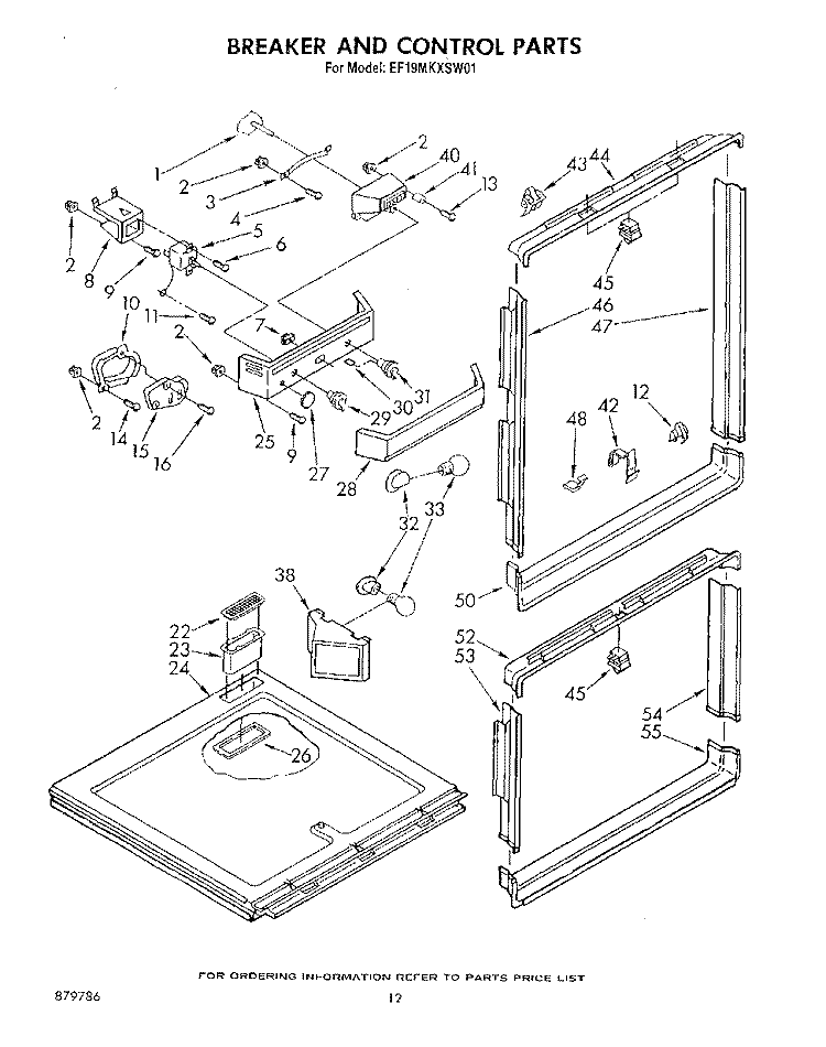 BREAKER AND CONTROL Diagram and Parts List for EF19MKXSW01  Whirlpool Refrigerator