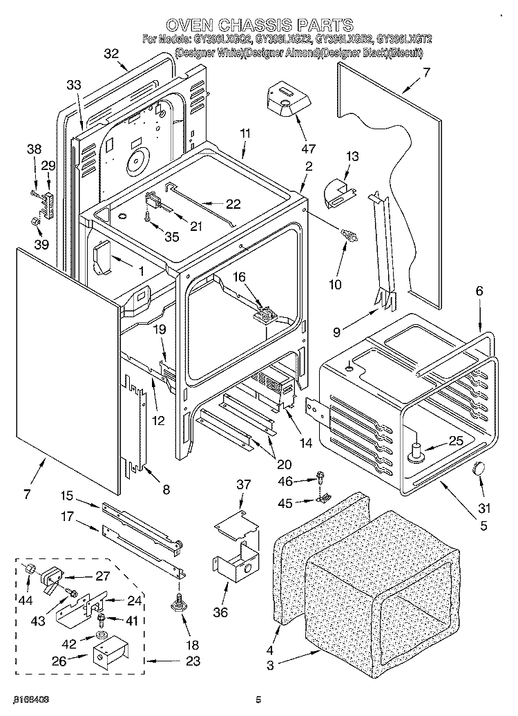 OVEN CHASSIS Diagram and Parts List for GY396LXGQ2  Whirlpool Range