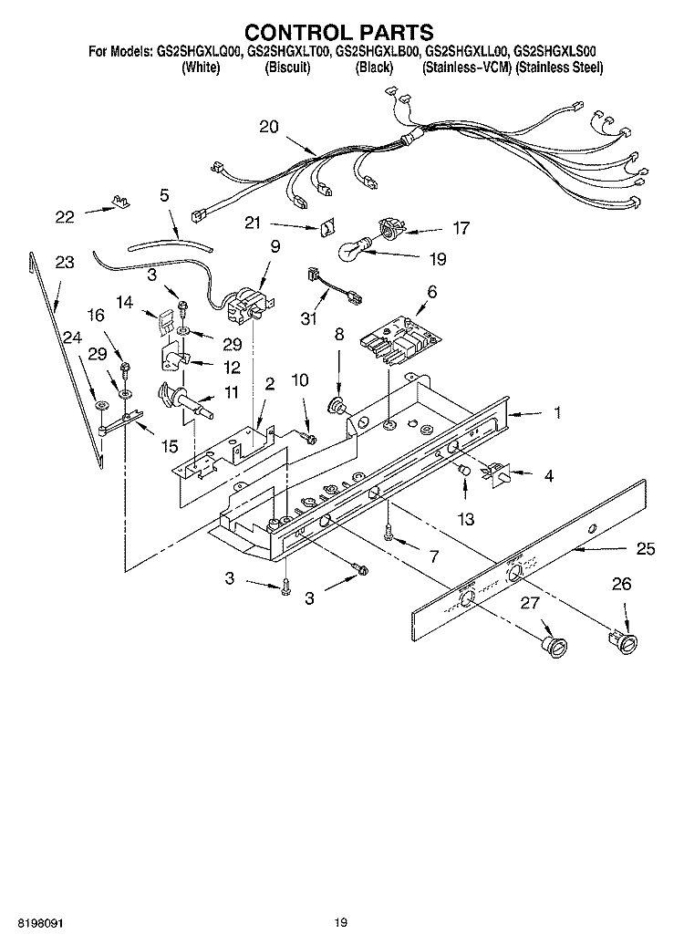 CONTROL, OPTIONAL Diagram and Parts List for GS2SHGXLQ00  Whirlpool Refrigerator