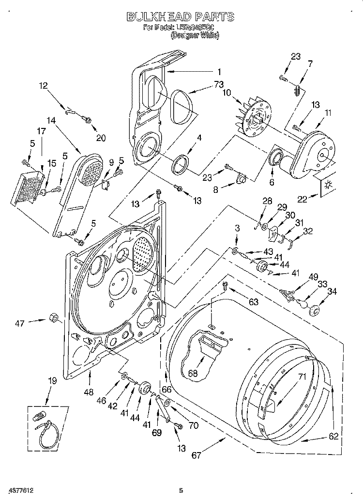 SECTION Diagram and Parts List for LER5848EQ0  Whirlpool Dryer