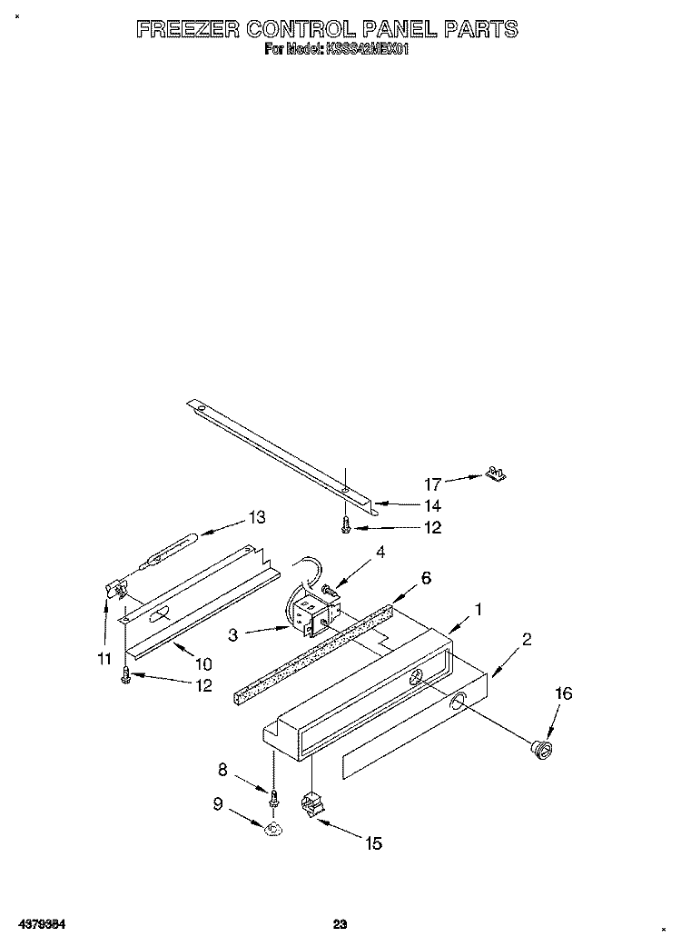 FREEZER CONTROL PANEL Diagram and Parts List for KSSS42MBX01  KitchenAid Refrigerator