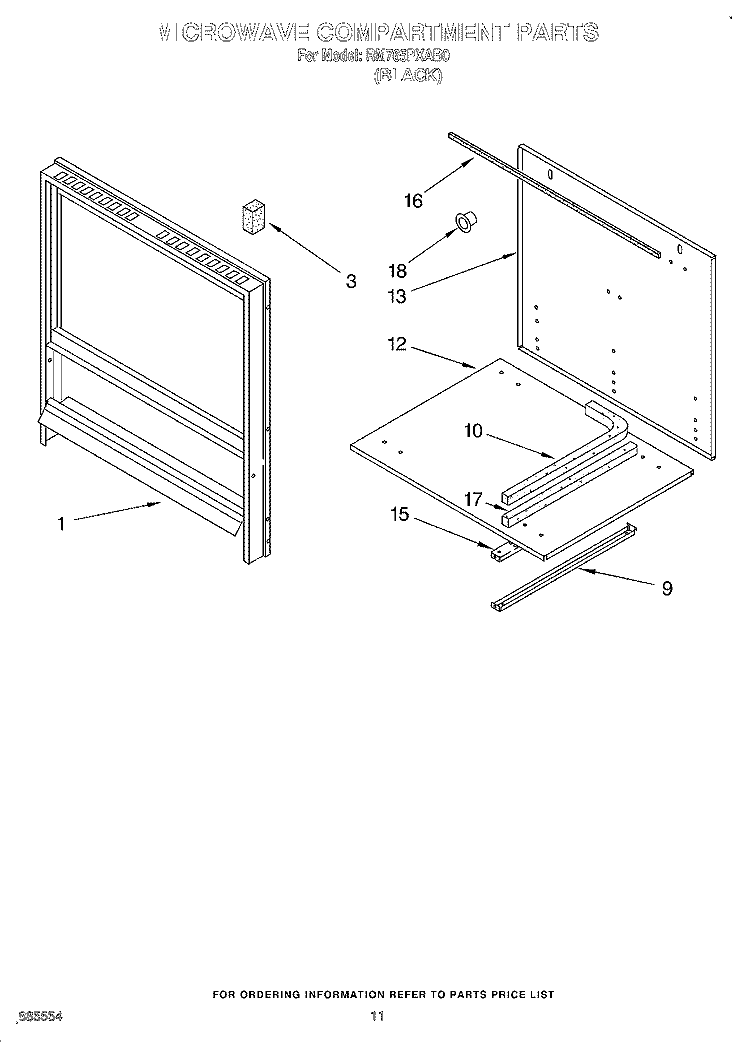 MICROWAVE COMPARTMENT Diagram and Parts List for RM765PXAB0  Whirlpool Wall Oven