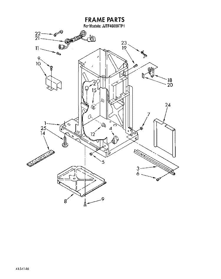 FRAME Diagram and Parts List for JJTU4600XTP1  Whirlpool Trash Compactor