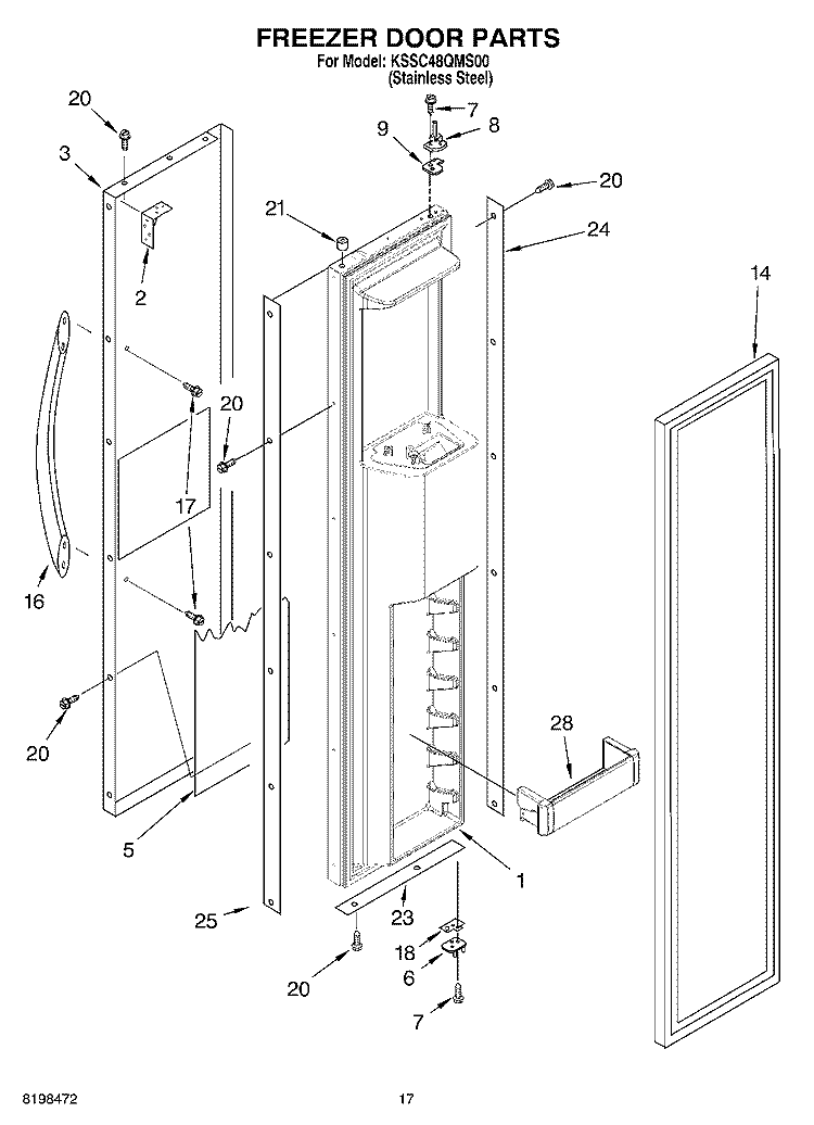 FREEZER DOOR PARTS Diagram and Parts List for KSSC48QMS00  KitchenAid Refrigerator