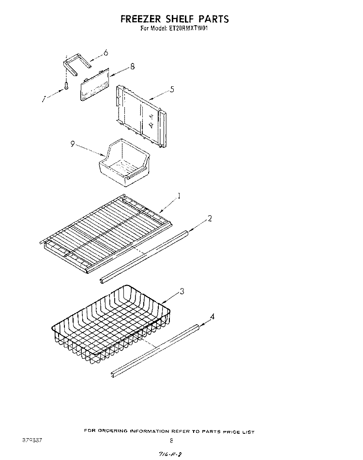 FREEZER SHELF Diagram and Parts List for ET20RMXTF01  Whirlpool Refrigerator