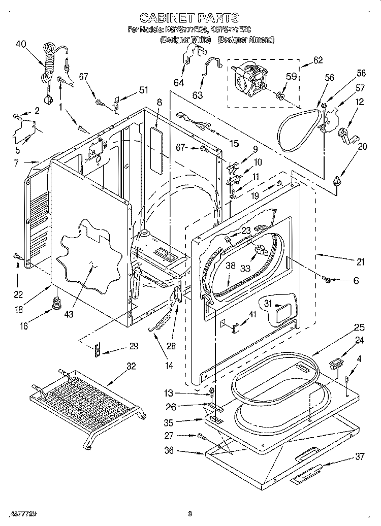 CABINET Diagram and Parts List for KGYS777EQ0  KitchenAid Dryer