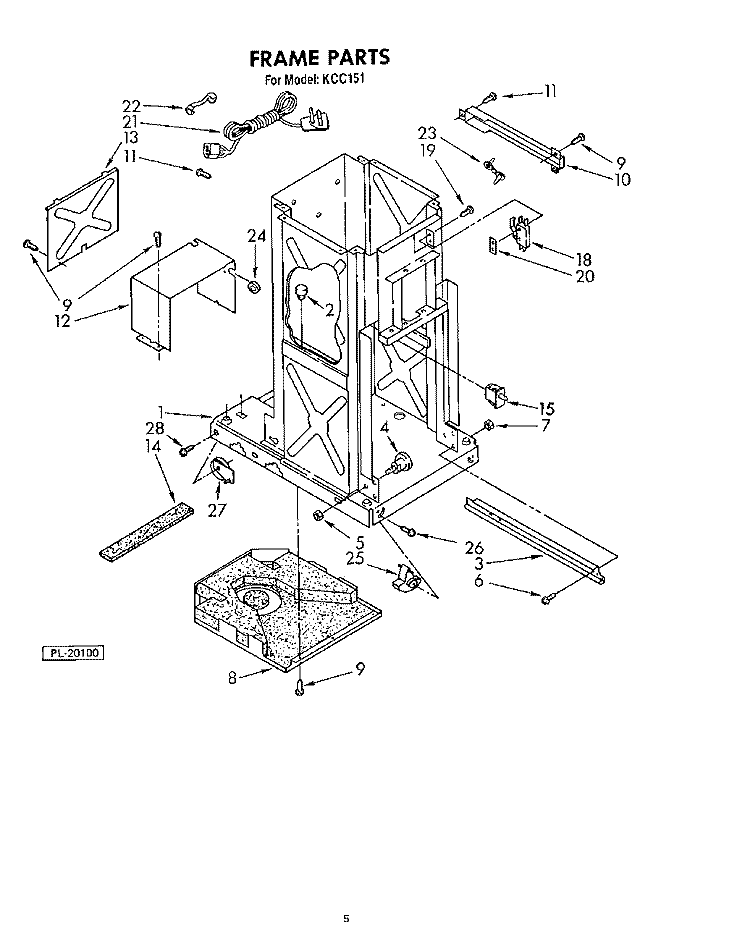 FRAME (KCC151) Diagram and Parts List for KCC150  KitchenAid Trash Compactor