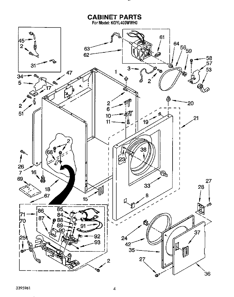 CABINET Diagram and Parts List for KGYL400WAL0  KitchenAid Dryer