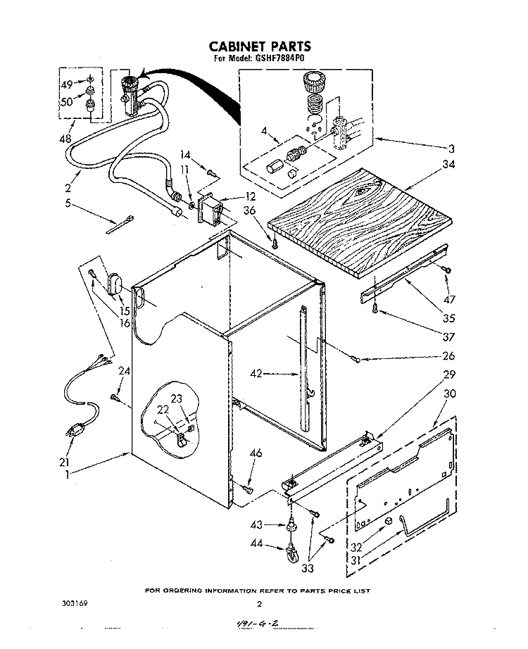 CABINET Diagram and Parts List for GSHF7884P0  Whirlpool Dishwasher