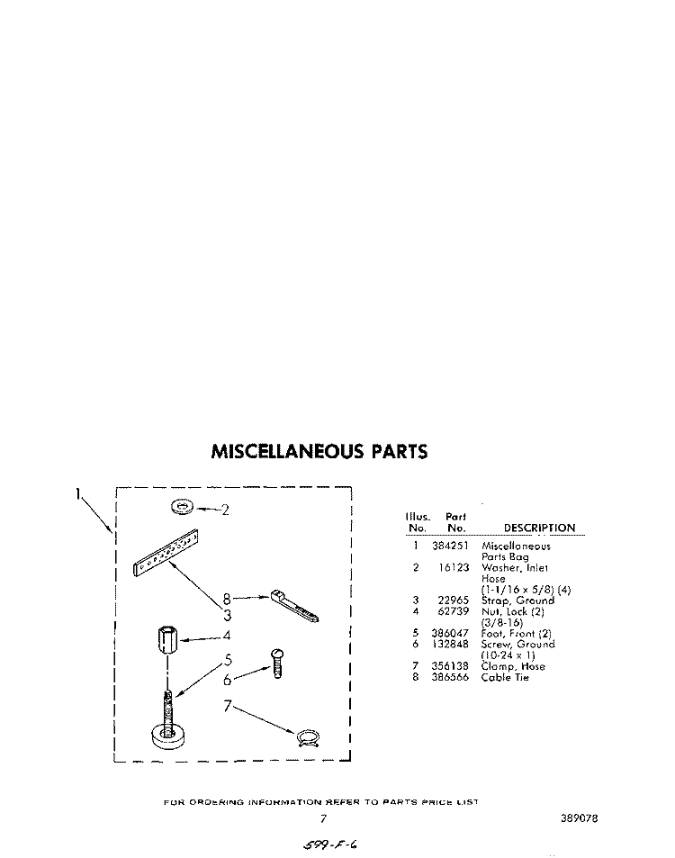 MISCELLANEOUS Diagram and Parts List for LA5600XPW5  Whirlpool Washer