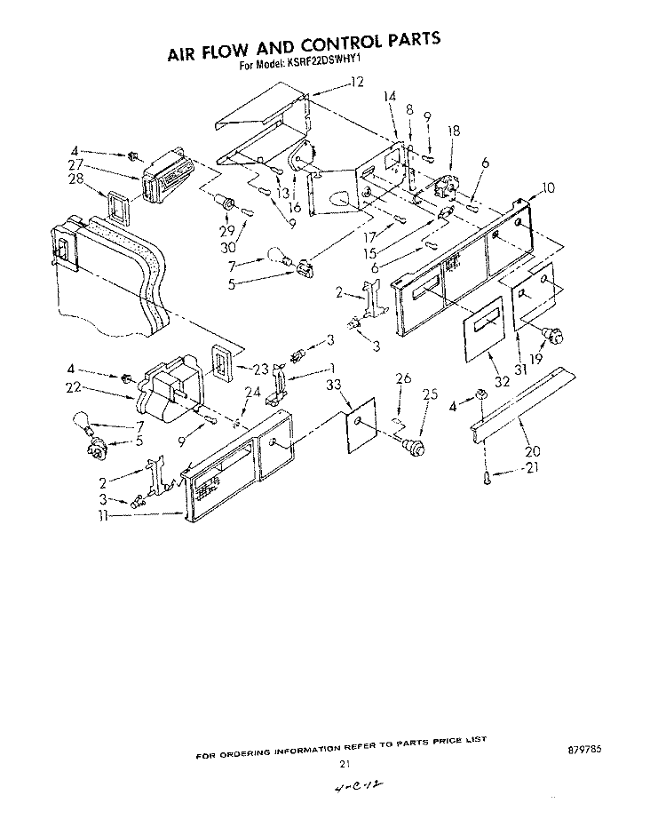 AIR FLOW AND CONTROL , LITERATURE Diagram and Parts List for KSRF22DSWHY1  KitchenAid Refrigerator
