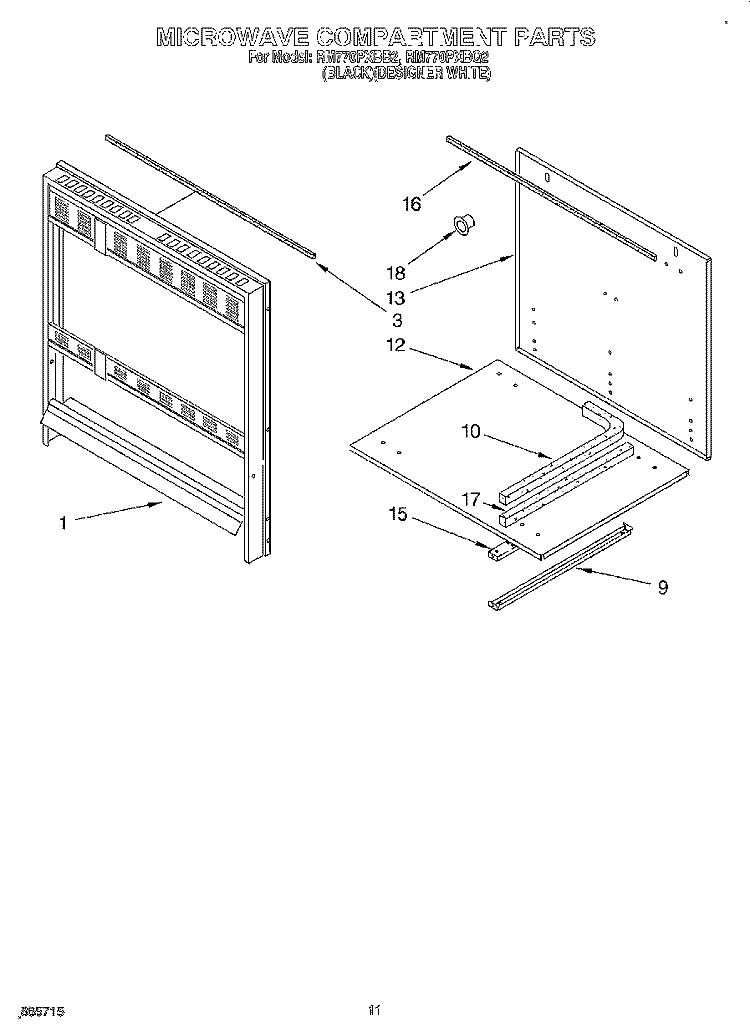 MICROWAVE COMPARTMENT Diagram and Parts List for RM770PXBB2  Whirlpool Wall Oven