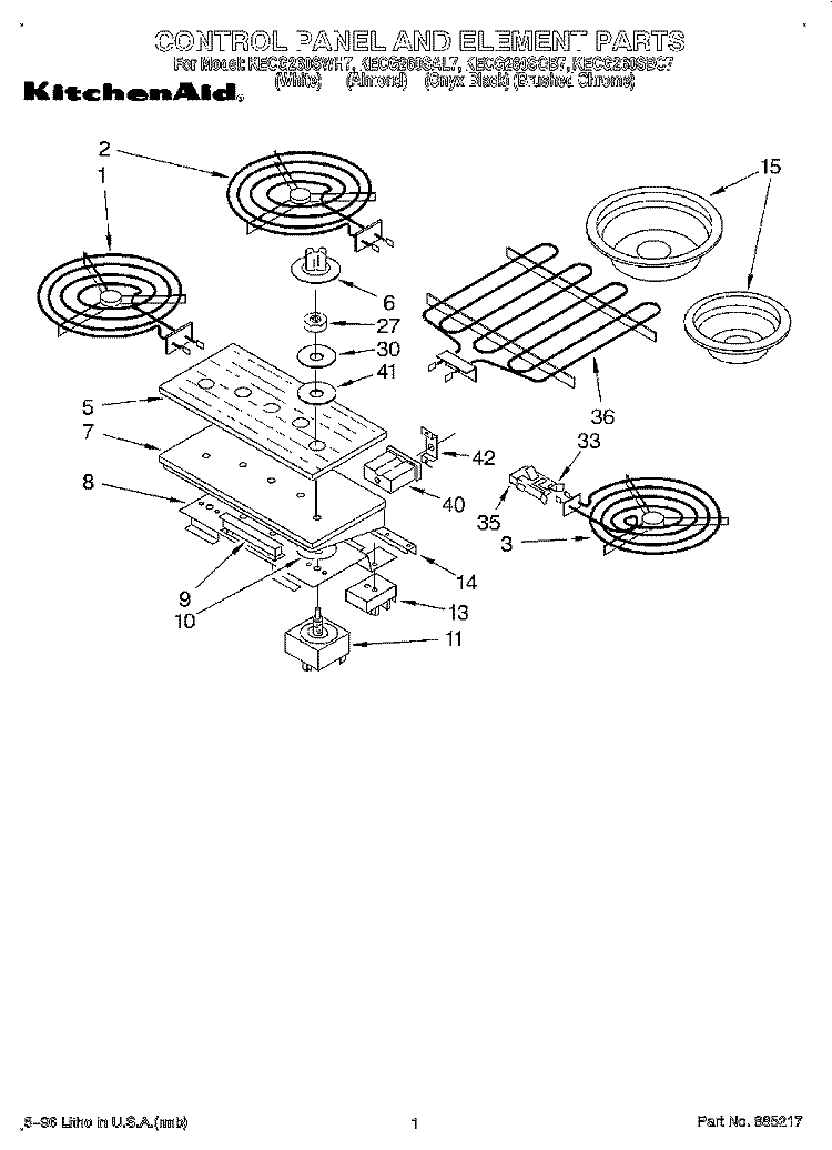SECTION Diagram and Parts List for KECG260SAL7  KitchenAid Cooktop