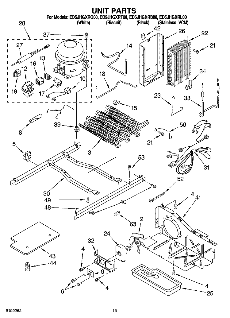 UNIT PARTS Diagram and Parts List for ED5JHGXRB00  Whirlpool Refrigerator