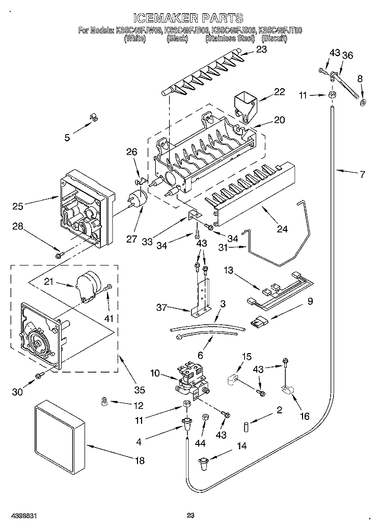ICE MAKER Diagram and Parts List for KSSC48FJS00  KitchenAid Refrigerator