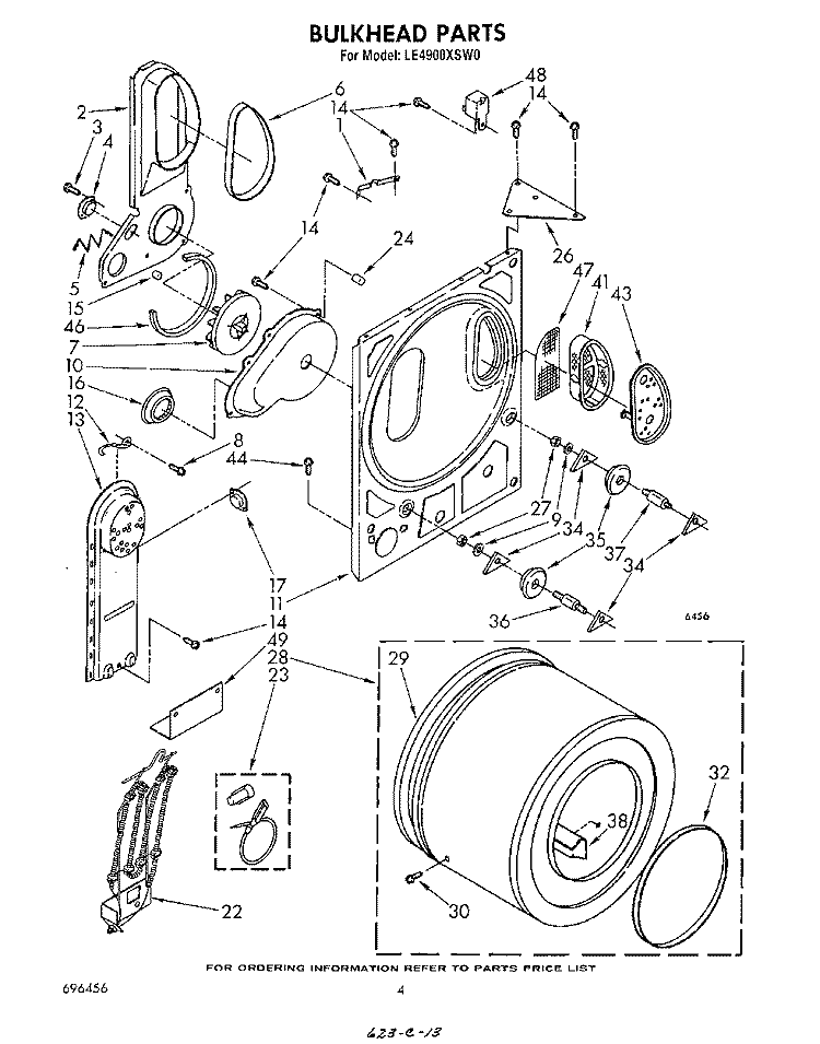 SECTION Diagram and Parts List for LE4900XSW0  Whirlpool Dryer