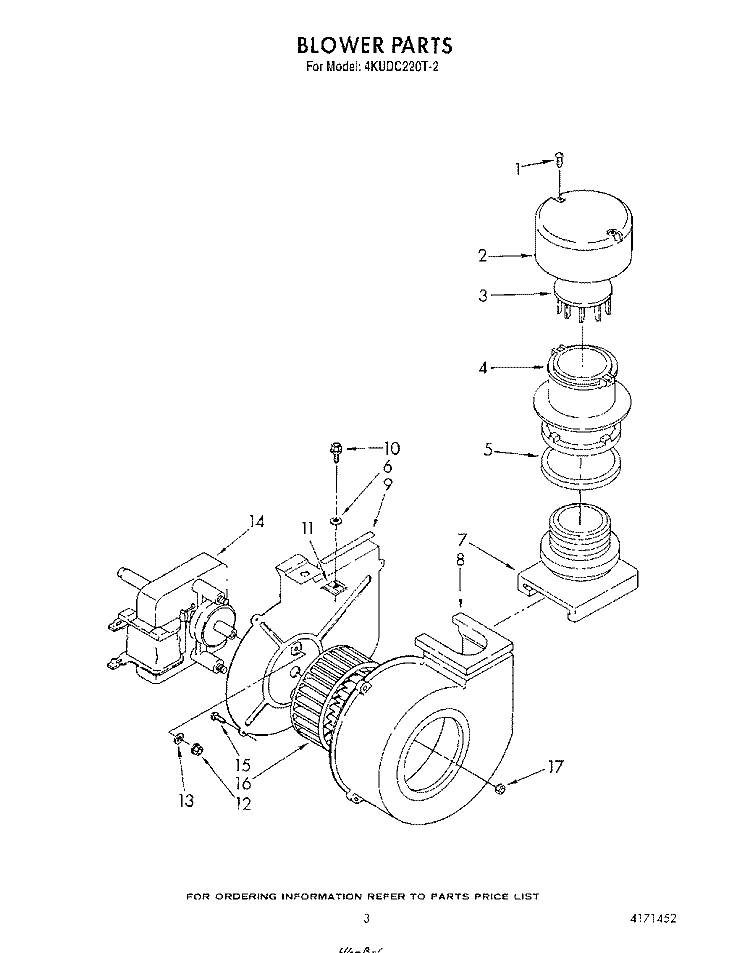 BLOWER Diagram and Parts List for 4KUDC220T2  KitchenAid Dishwasher