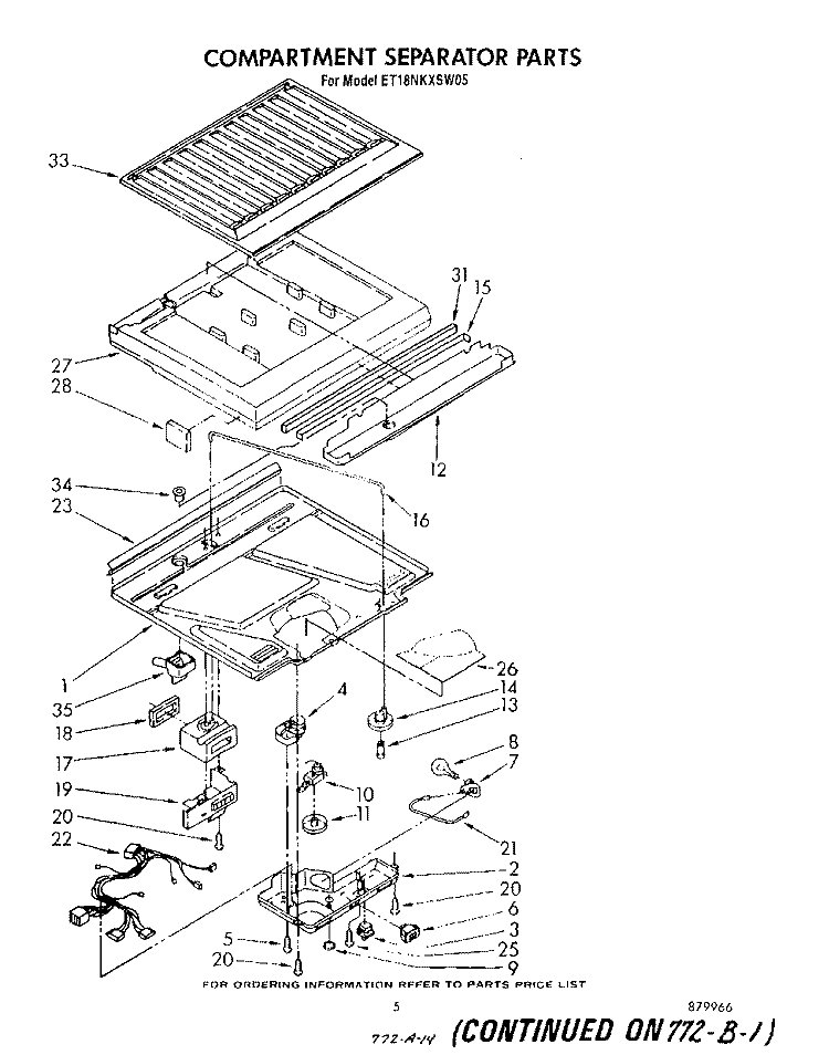 COMPARTMENT SEPARATOR Diagram and Parts List for ET18NKXSW05  Whirlpool Refrigerator