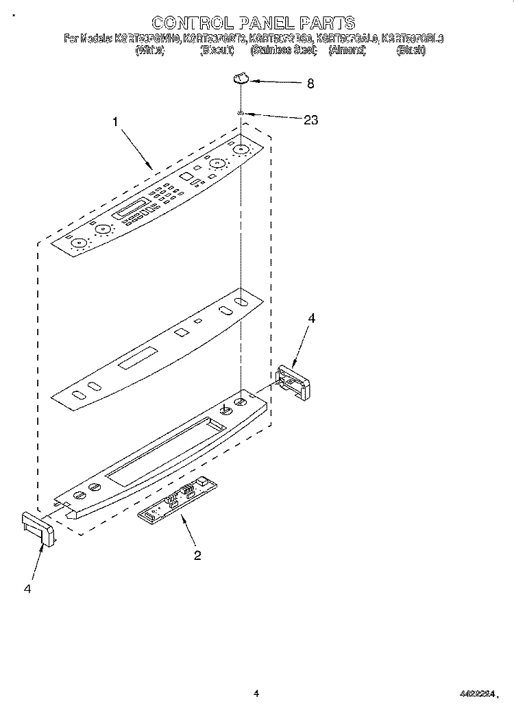 CONTROL PANEL Diagram and Parts List for KGRT507GBL0  KitchenAid Range
