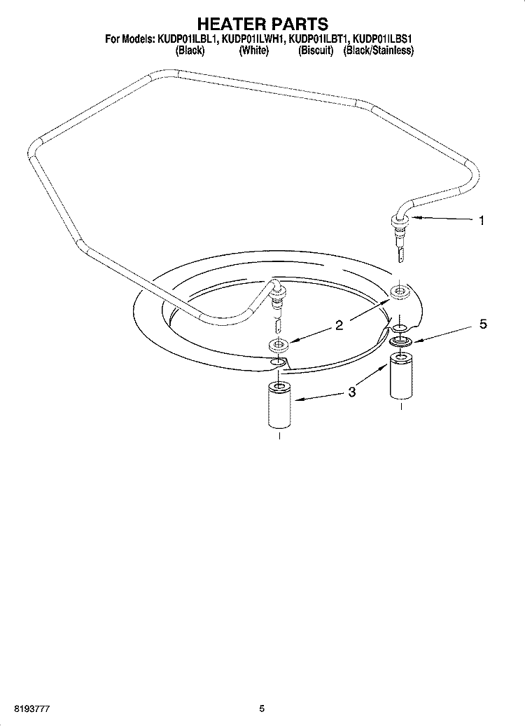 HEATER PARTS Diagram and Parts List for KUDP01ILBL1  KitchenAid Dishwasher