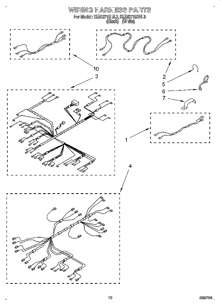 WIRING HARNESS Diagram and Parts List for KEBI271BBL3  KitchenAid Wall Oven