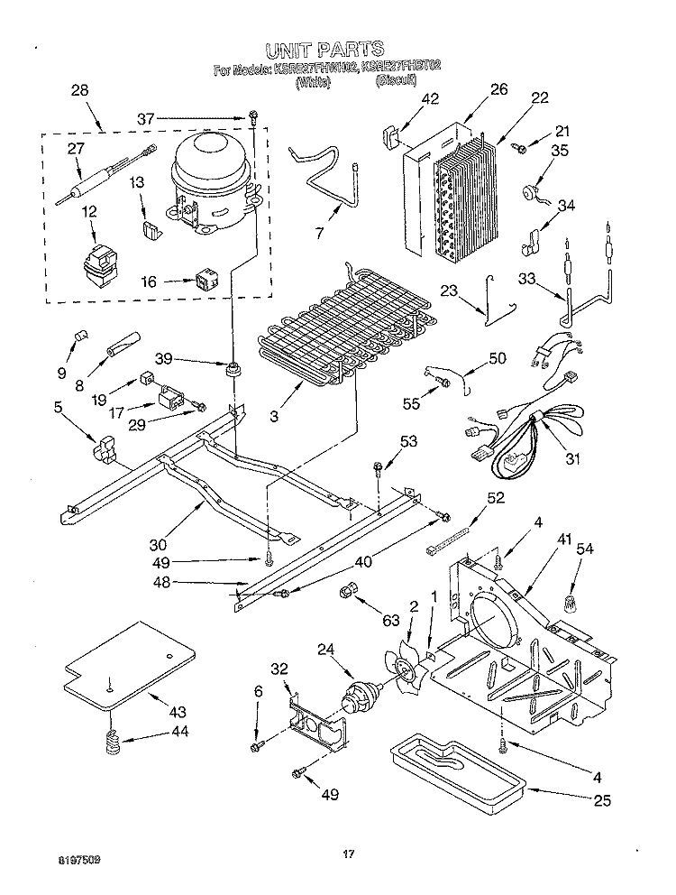 UNIT Diagram and Parts List for KSRE27FHBT02  KitchenAid Refrigerator