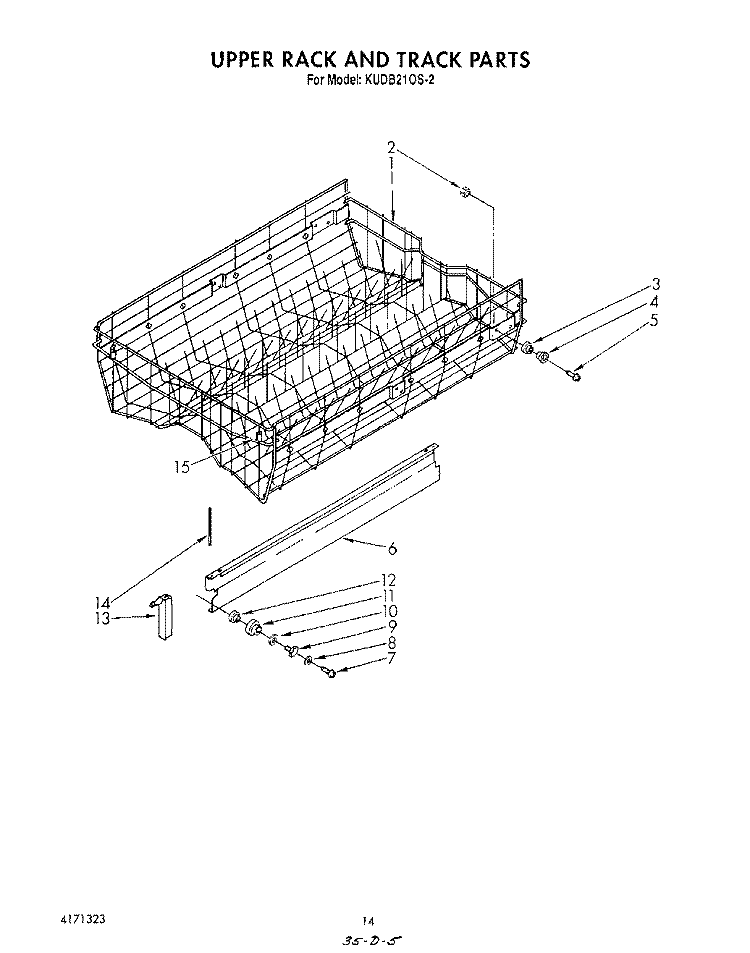 UPPER RACK AND TRACK Diagram and Parts List for KUDB210S2  KitchenAid Dishwasher
